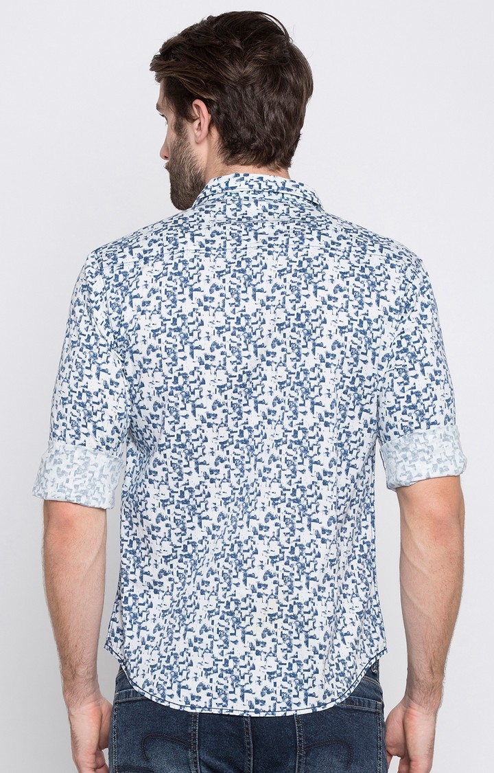 Spykar | Men's Blue Cotton Printed Casual Shirts 5