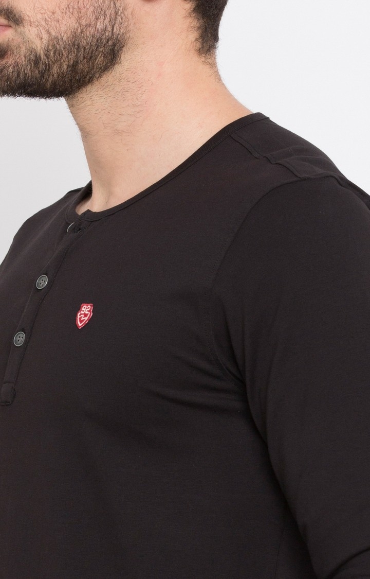spykar | Spykar Black Solid Slim Fit T-Shirt 6
