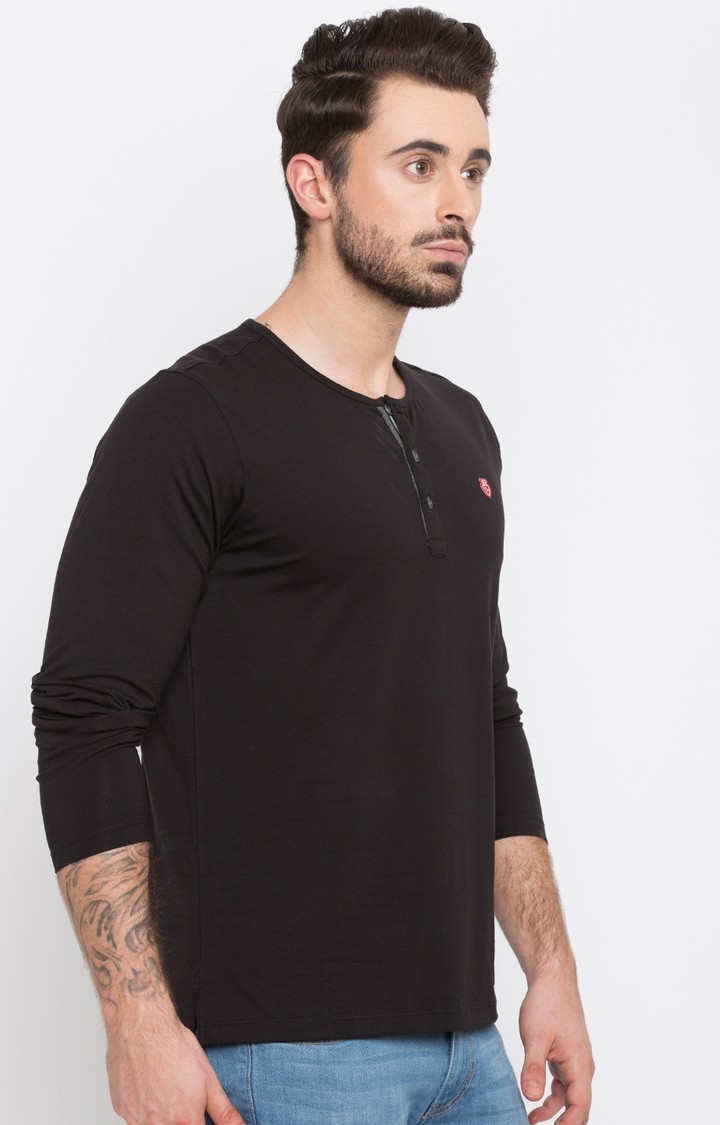 spykar | Spykar Black Solid Slim Fit T-Shirt 4