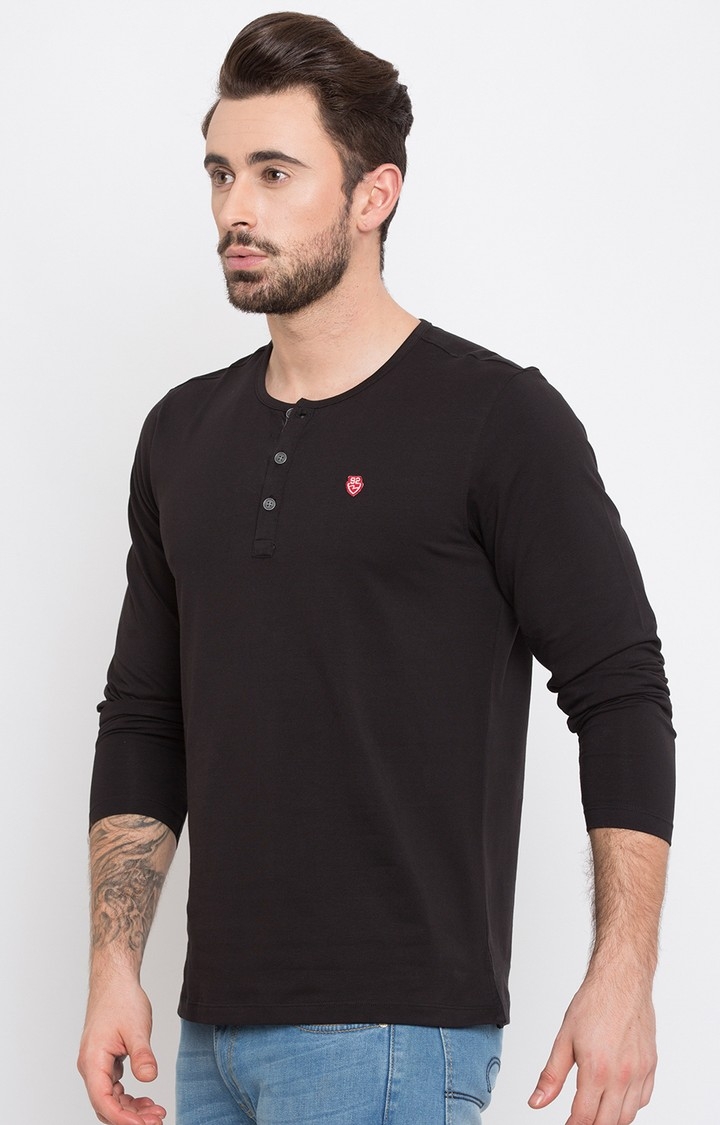 spykar | Spykar Black Solid Slim Fit T-Shirt 3