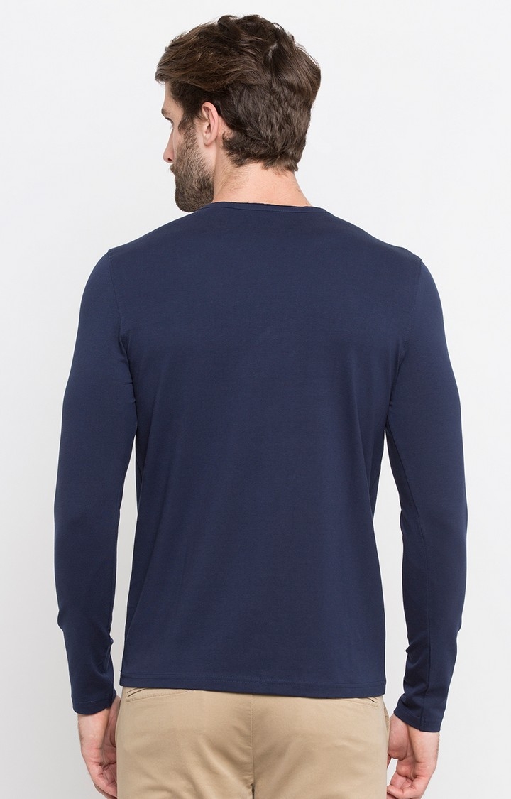 spykar | Spykar Blue Solid Slim Fit T-Shirt 5