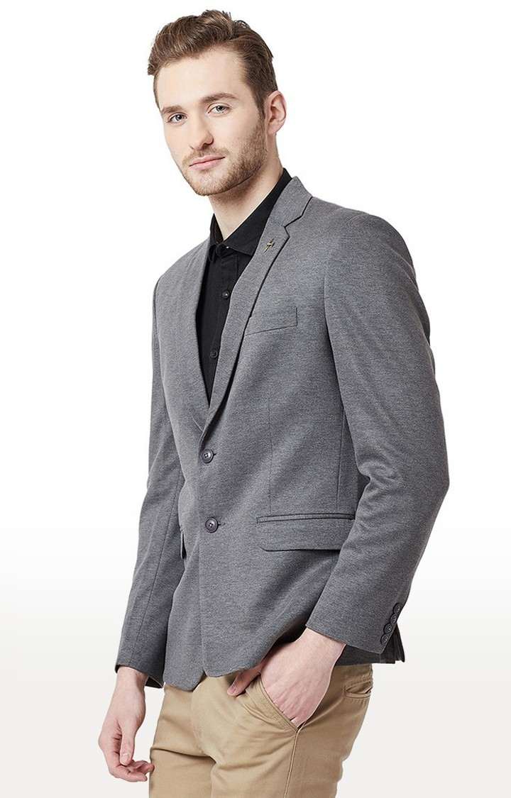 Spykar Grey Melange Straight Fit Blazers