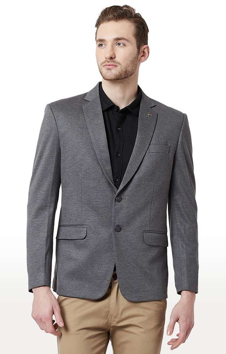Spykar Grey Melange Straight Fit Blazers