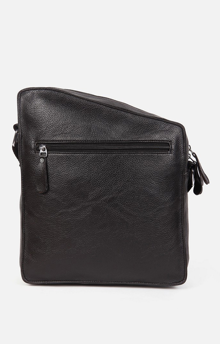 spykar | Spykar Black Solid Genuine Leather Satchels Bag 1