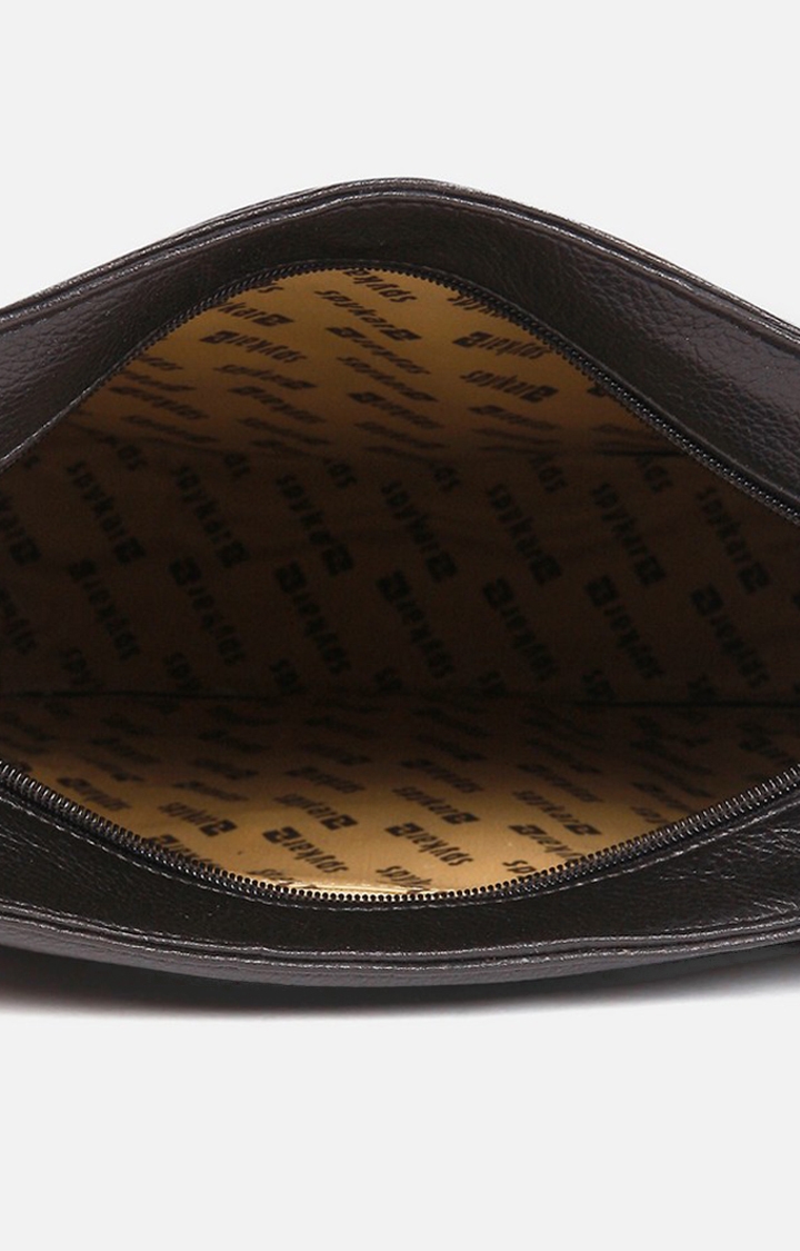 spykar | Spykar Black Solid Genuine Leather Satchels Bag 6