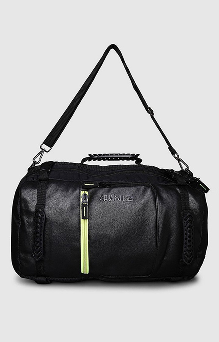 Spykar Black Solid Leather Duffles spykar