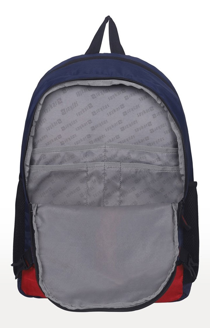 Spykar Navy And Red Solid Backpack