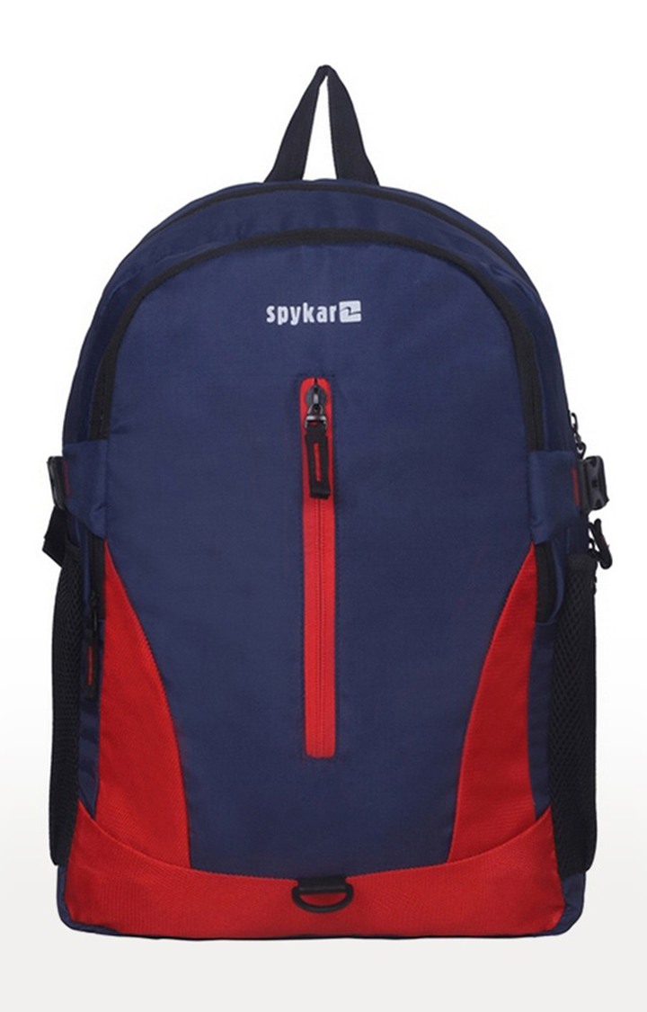 Spykar Navy And Red Solid Backpack