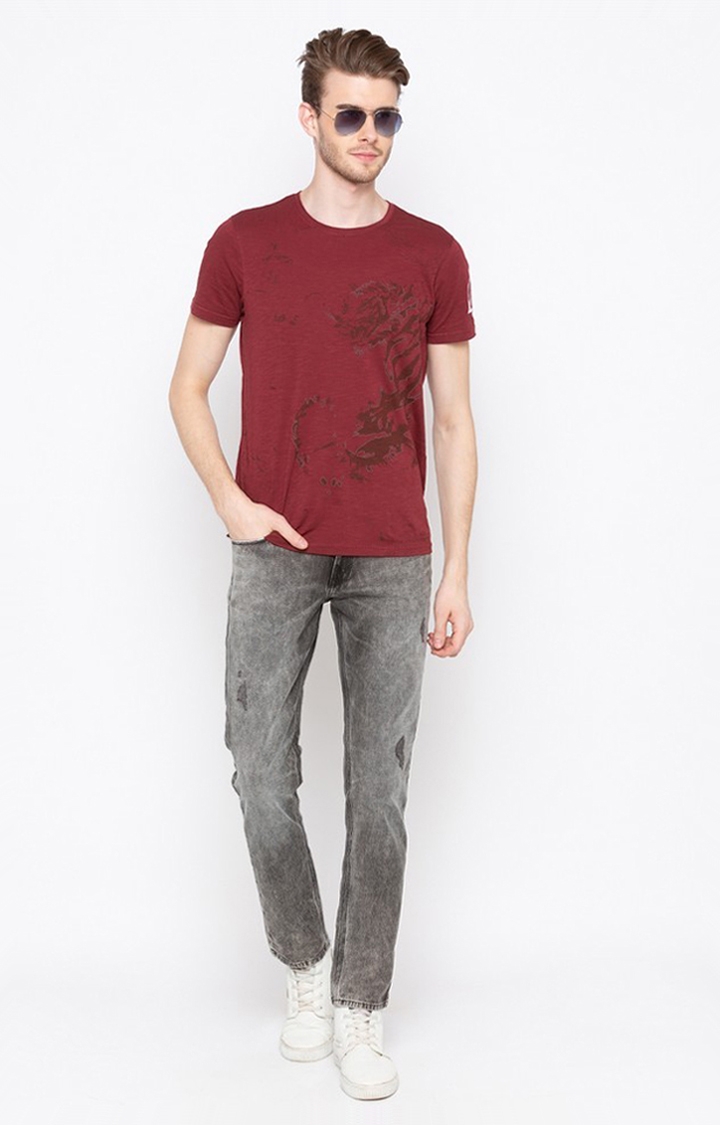 spykar | Men's Grey Cotton Ripped Straight Jeans 1