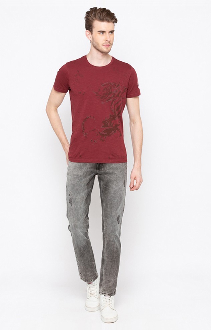 spykar | Men's Grey Cotton Ripped Straight Jeans 2