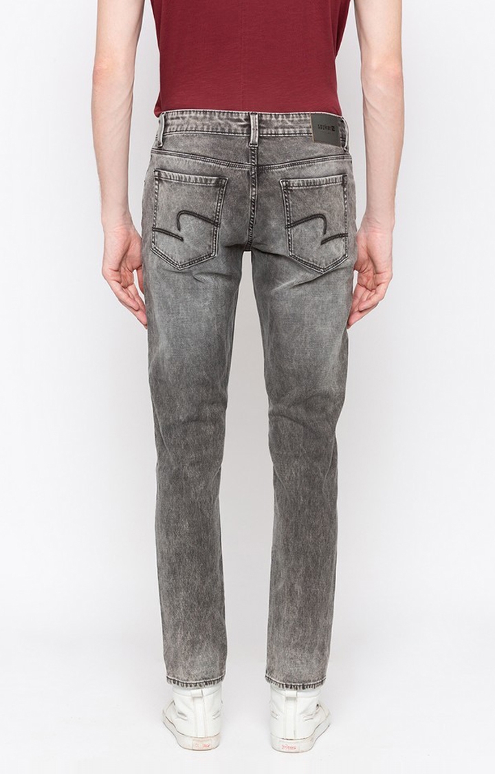 spykar | Men's Grey Cotton Ripped Straight Jeans 4
