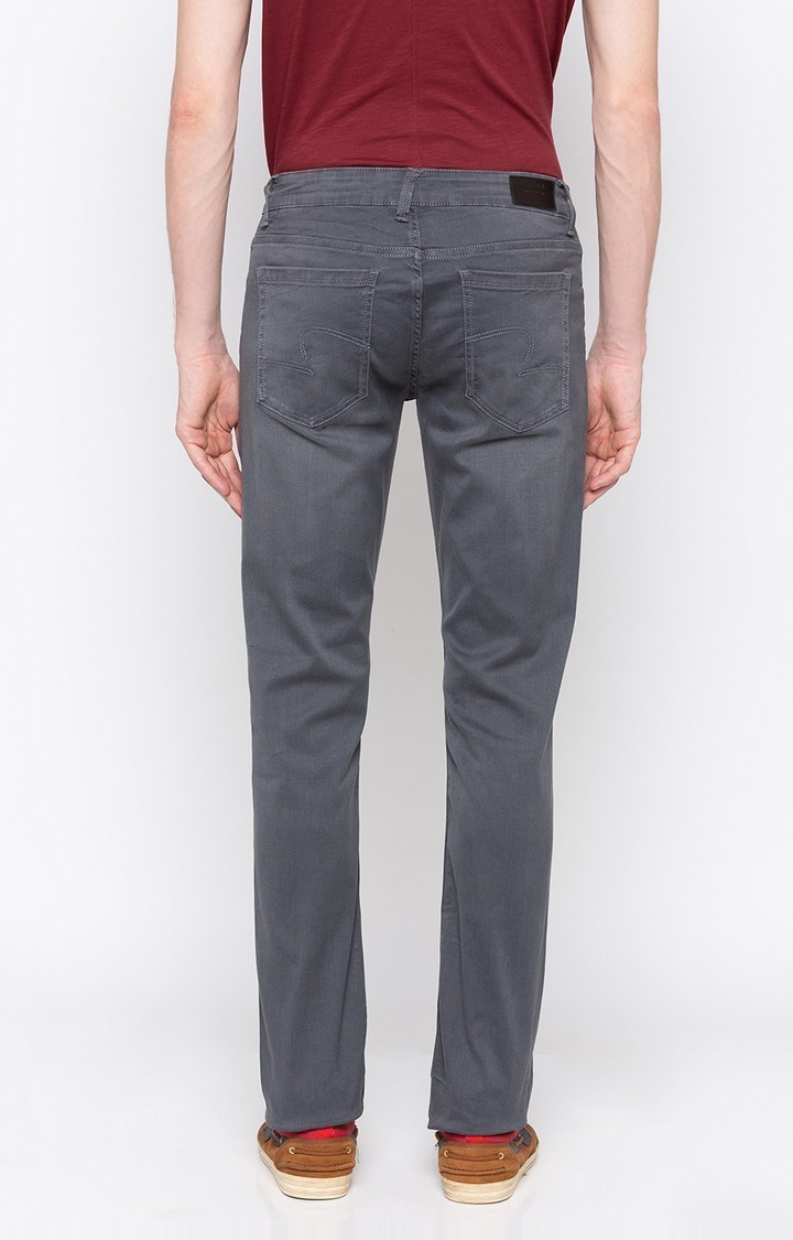 spykar | Men's Grey Cotton Solid Straight Jeans 2
