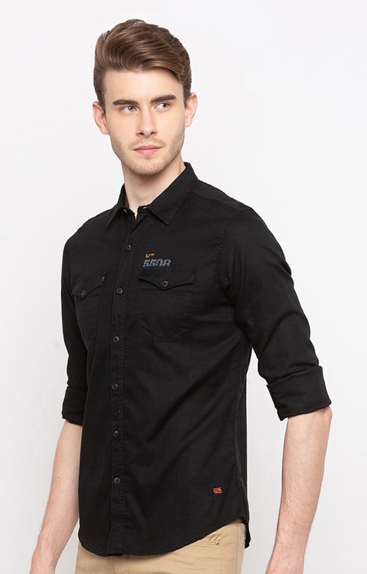 spykar | Men's Black Cotton Solid Casual Shirts 3