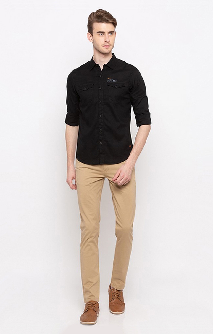 spykar | Men's Black Cotton Solid Casual Shirts 2