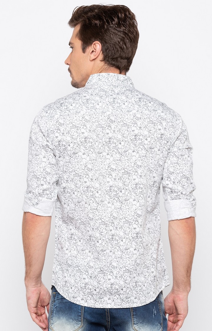 spykar | Men's White Cotton Printed Casual Shirts 3