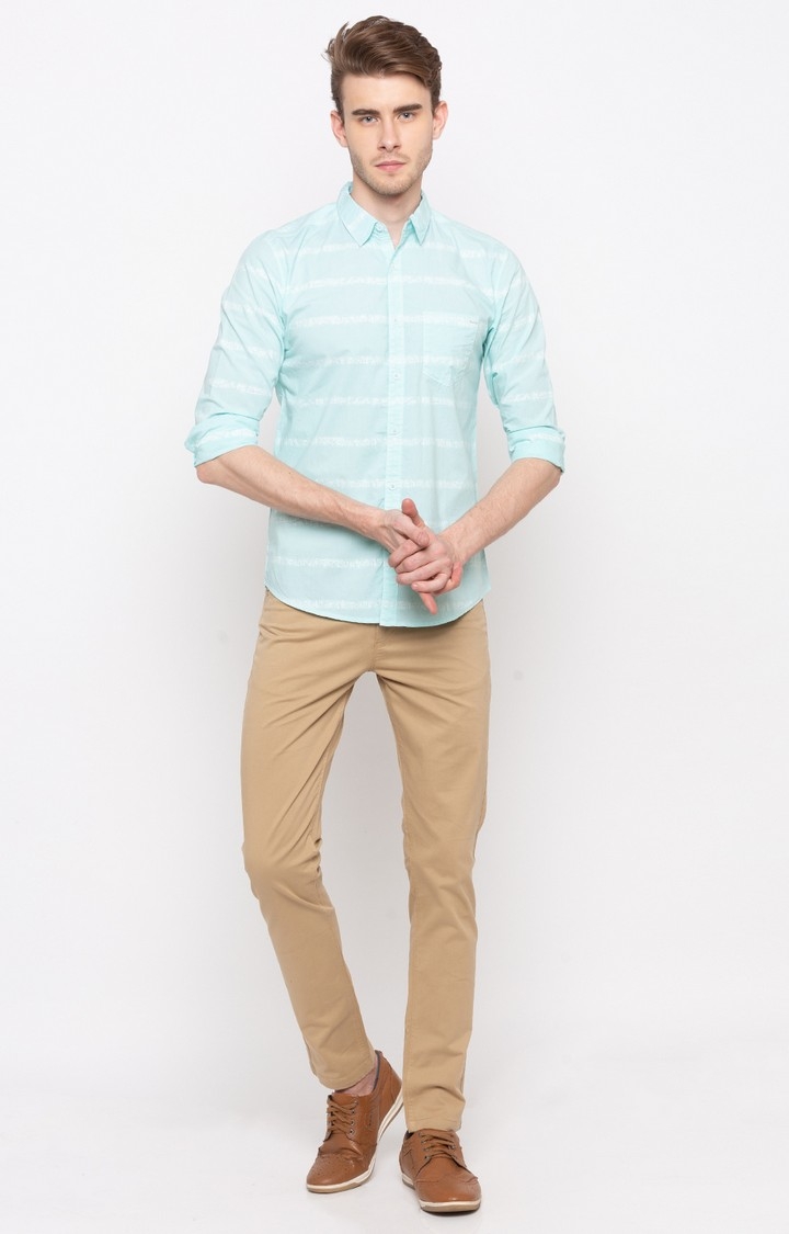 spykar | Men's Blue Cotton Striped Casual Shirts 1