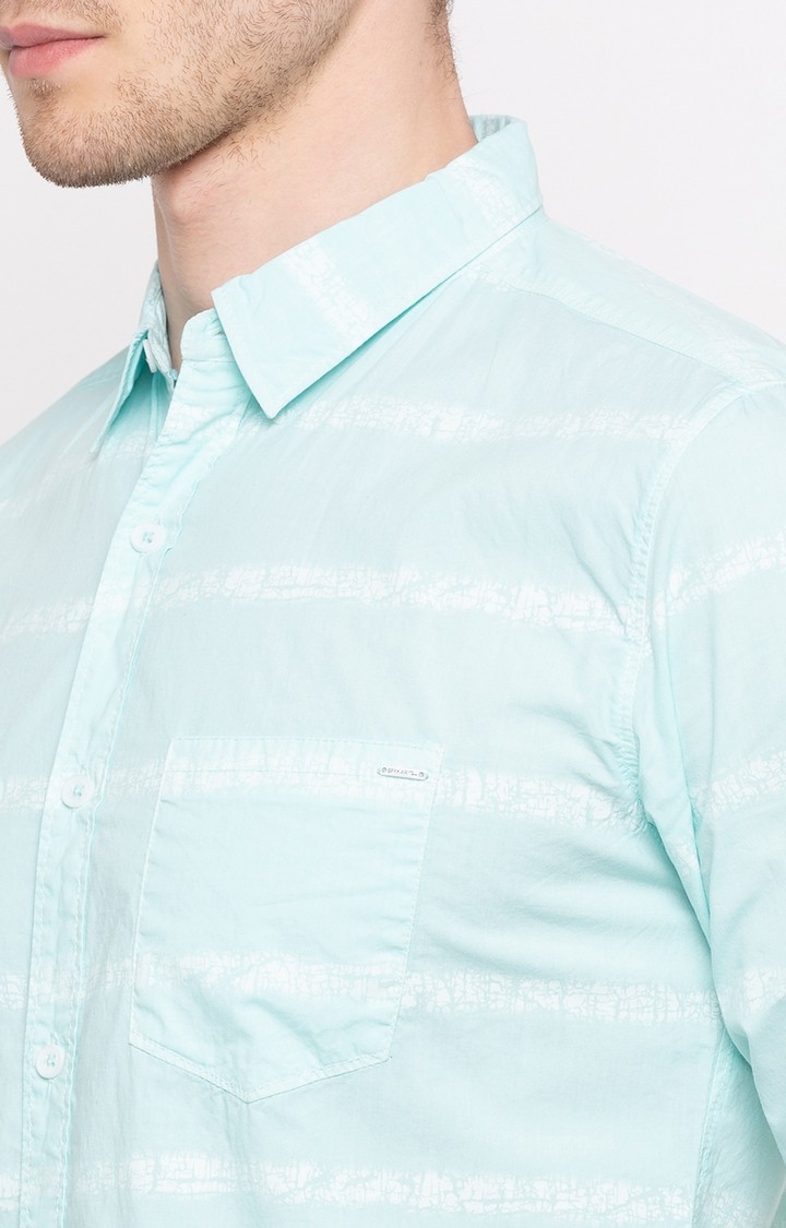 spykar | Men's Blue Cotton Striped Casual Shirts 4