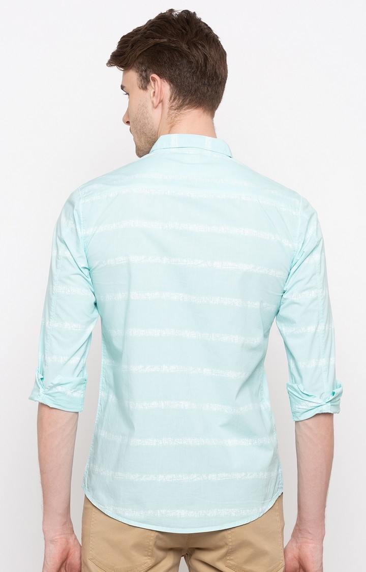 spykar | Men's Blue Cotton Striped Casual Shirts 3