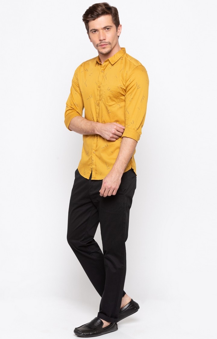 spykar | Men's Yellow Cotton Printed Casual Shirts 1