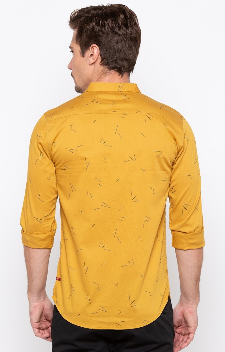 spykar | Men's Yellow Cotton Printed Casual Shirts 3