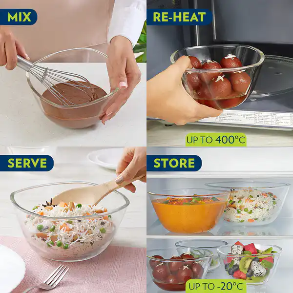 BOROSIL HOUSEHOLD GLASS BOWL MIXING BOWL SQR