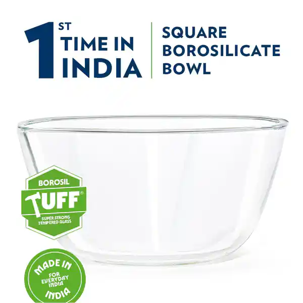BOROSIL HOUSEHOLD GLASS BOWL MIXING BOWL SQR