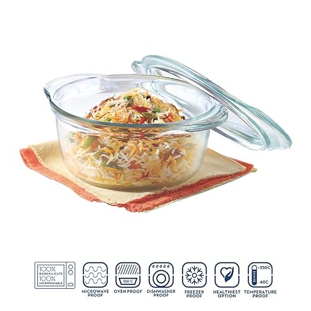 BOROSIL HOUSEHOLD GLASS CASSROLE DEEP ROUND