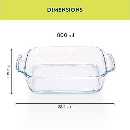 BOROSIL HOUSEHOLD GLASS DISH SQUARE WITH HANDEL