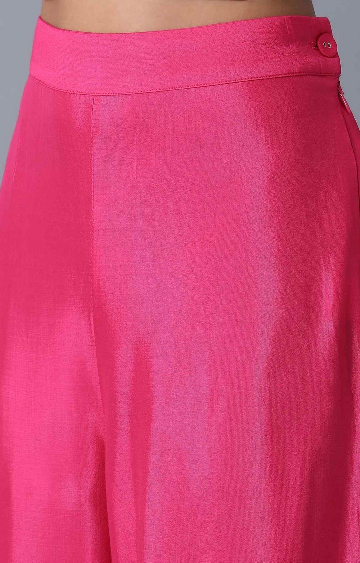 W | Women's Pink Cotton Blend Ethnic Pants 5