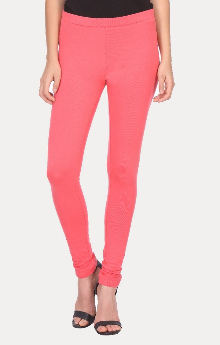W | Women's Pink Cotton Blend Solid Leggings 0