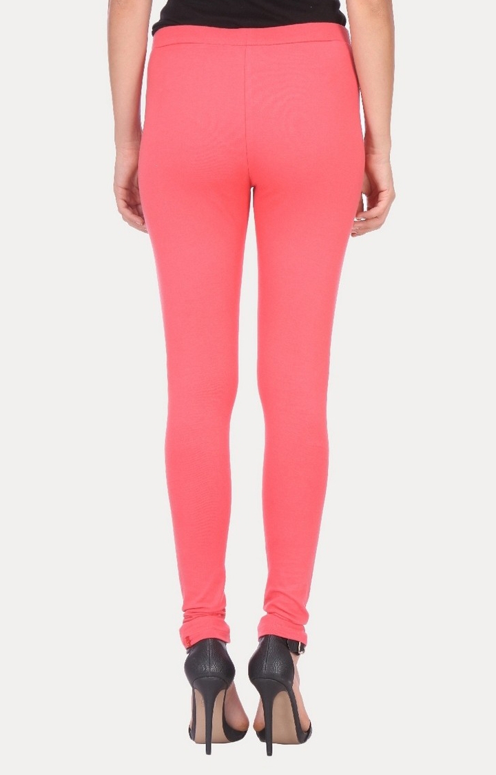 W | Women's Pink Cotton Blend Solid Leggings 2