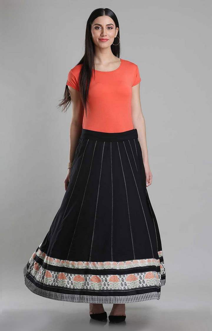 W Women Black Color Skirt