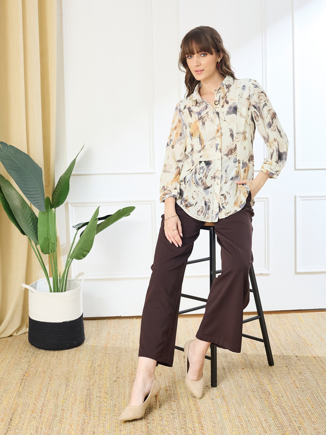 Latin Quarters Women'S Ivory Printed Straight Tunic