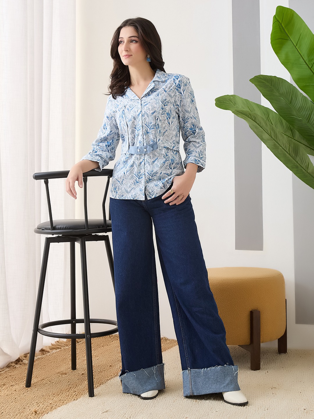 Latin Quarters Women'S Blue Printed Straight Tunic