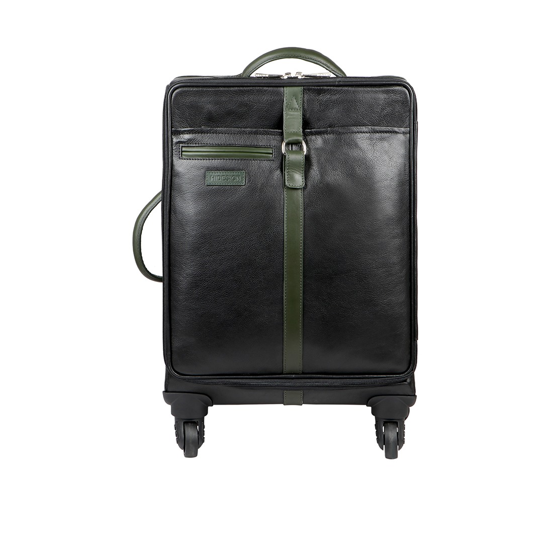 Hidesign Genuine Leather Unisex Trolley Bag Black Forest Gre