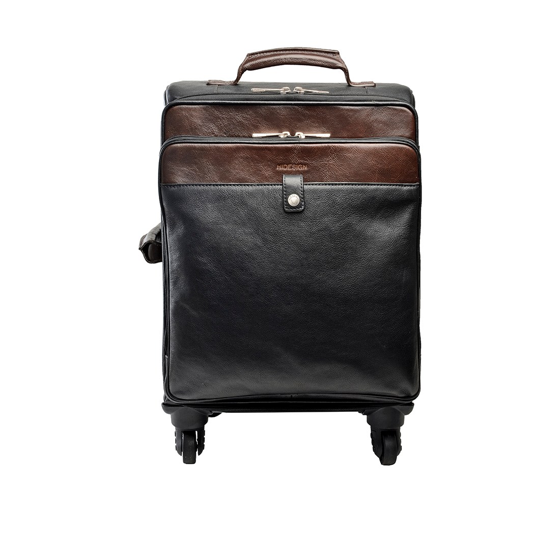 Hidesign Genuine Leather Unisex Trolley Bag Black Brown