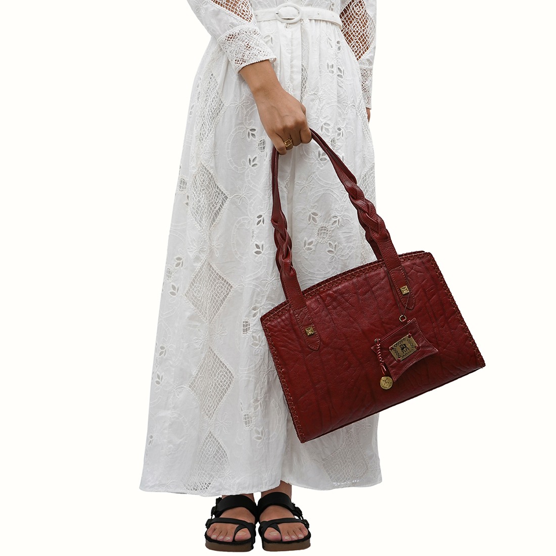 Hidesign Genuine Leather Women's Maroon Shoulder Bag