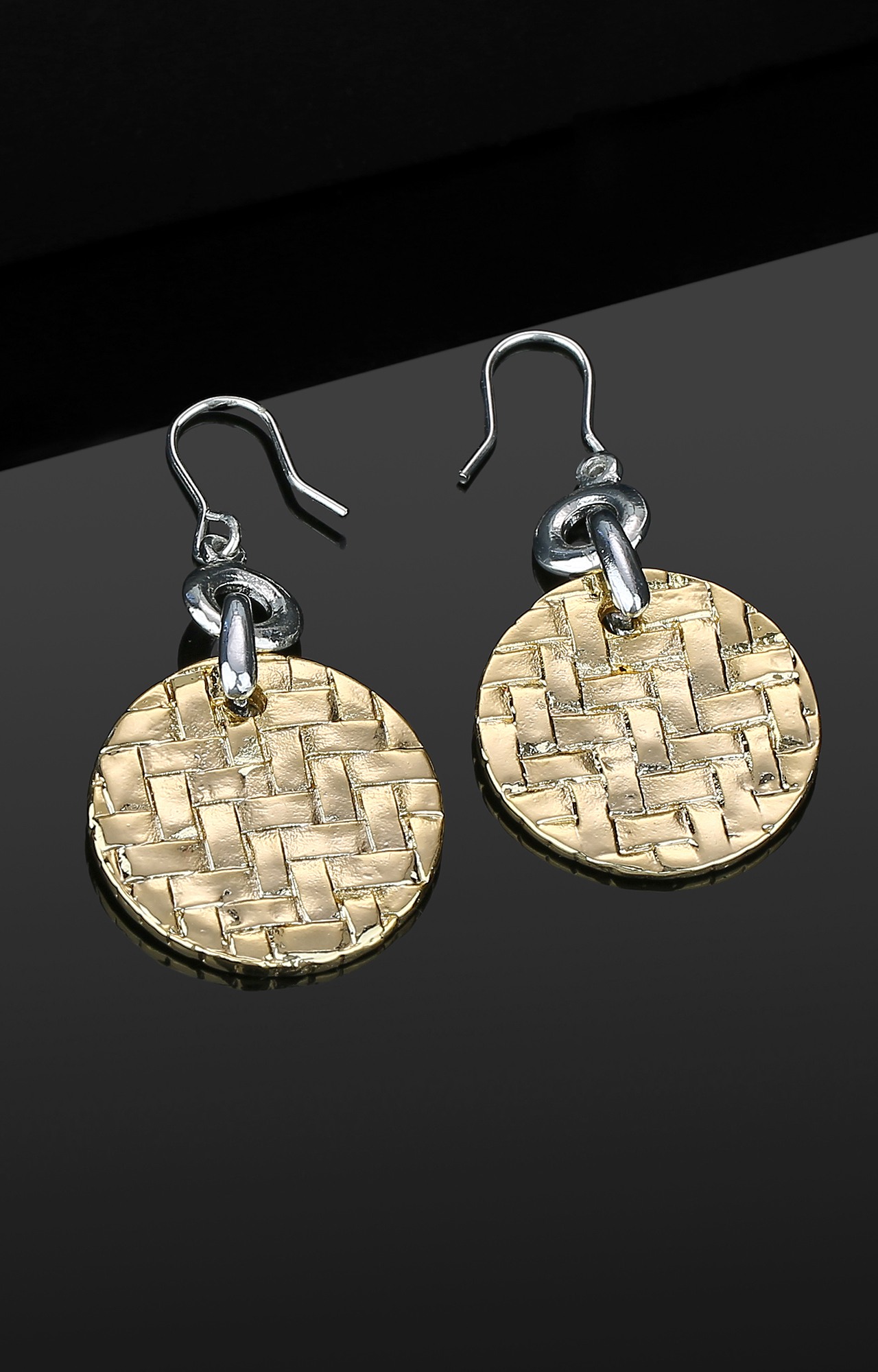 Estele Gold & Rhodium Plated Round Drop Earrings for Women