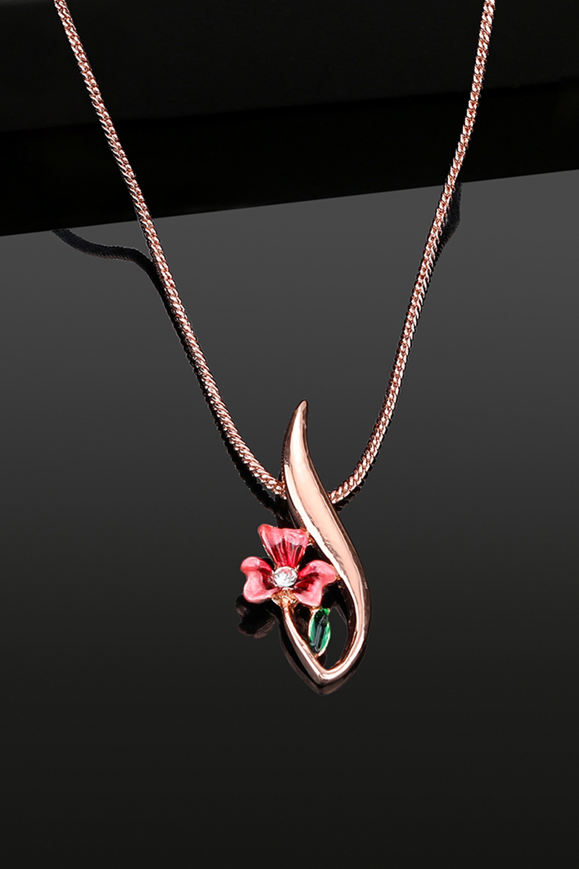 Estele Rose Gold Plated Floral Shaped Pendant for Women