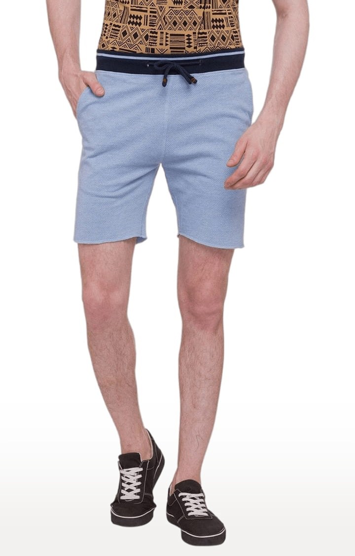 Men's Blue Polycotton Solid Short