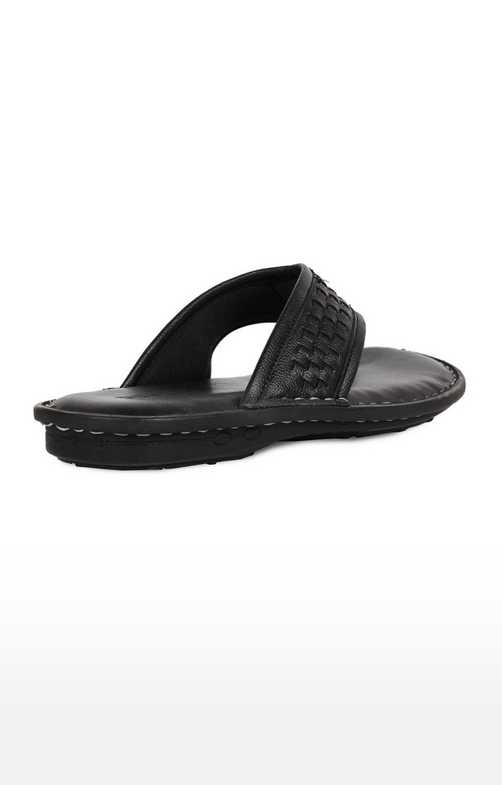 Men's Black Leather Flip Flops