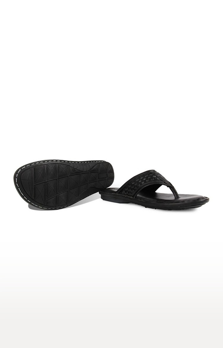 Men's Black Leather Flip Flops