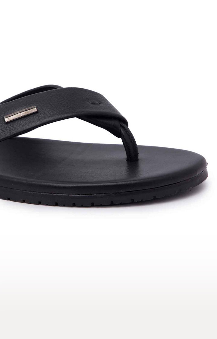 Men's Black Leather Slippers