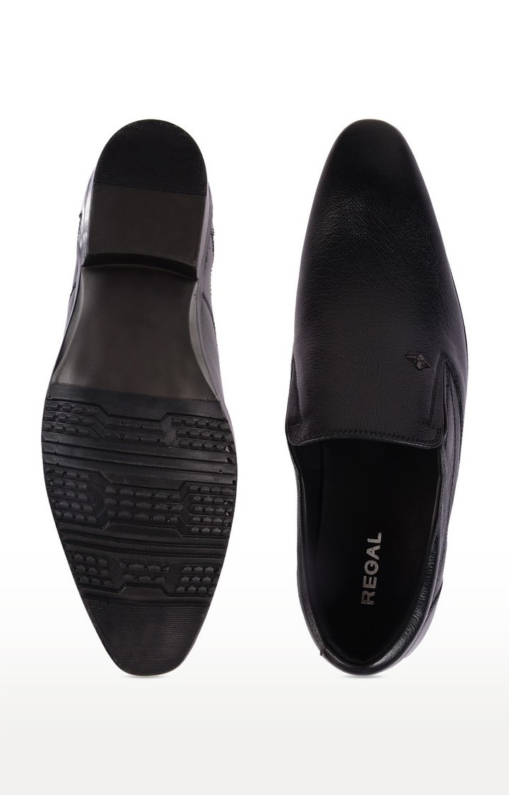 Men's Black Leather Formal Slip-ons