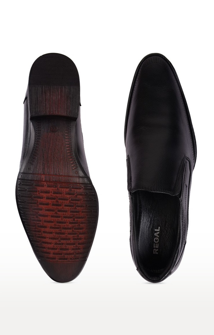 Men's Black Leather Formal Slip-ons