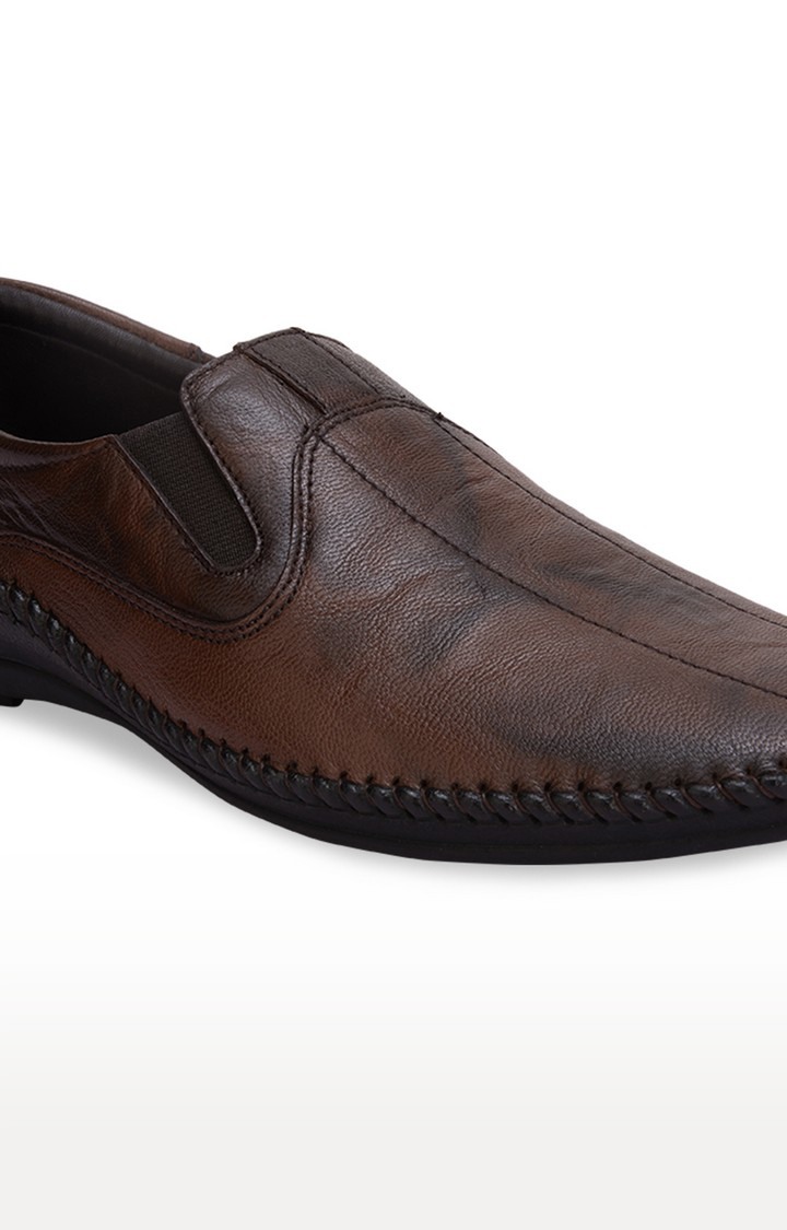 Men's Brown Leather Casual Slip-ons