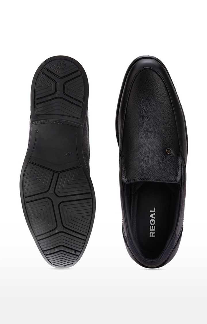 Men's Black Leather Formal Slip-ons