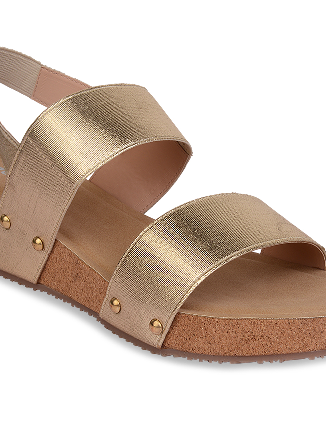 Rocia Gold Women Double Strap Sandals
