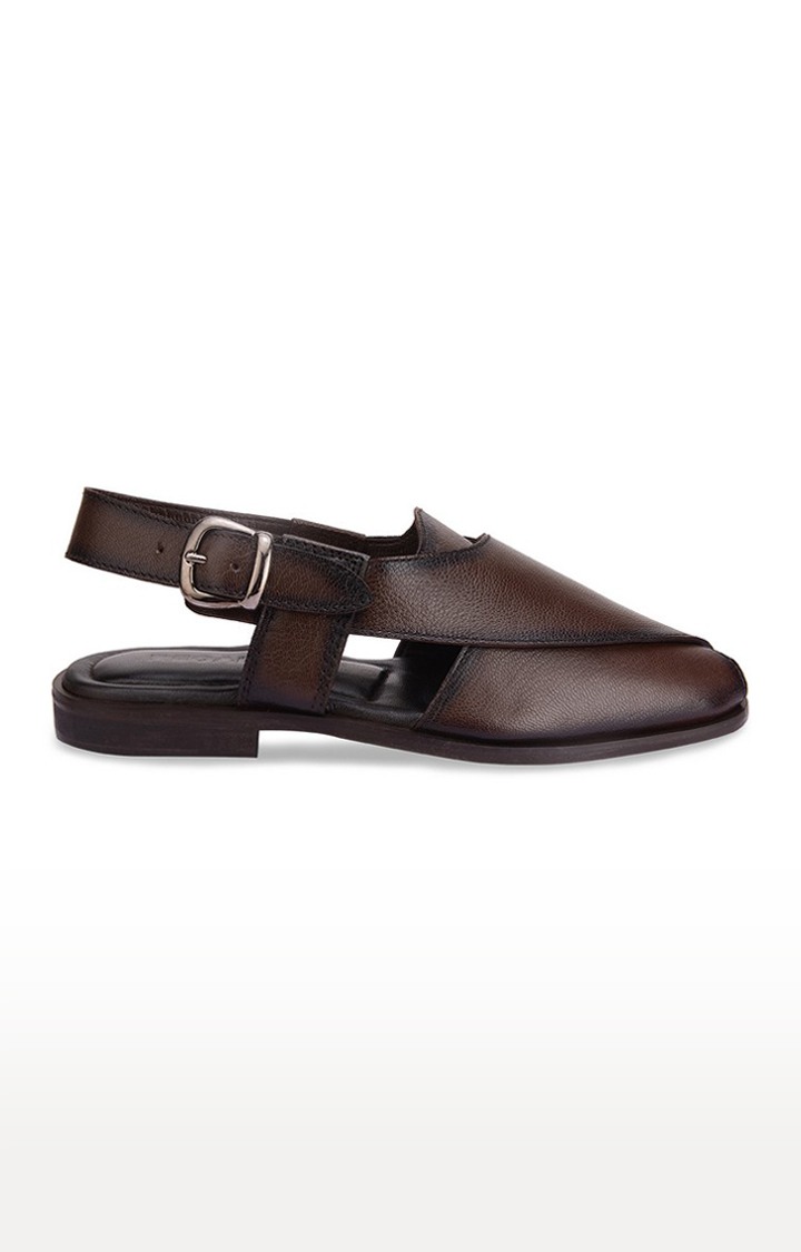REGAL BROWN MEN LEATHER ETHNIC SANDALS