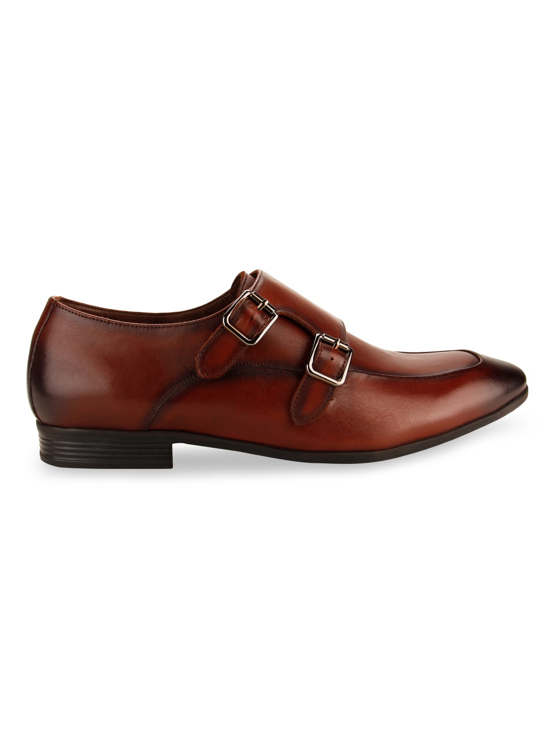 Imperio Tan Men Double Monk Strap Leather Shoes